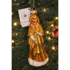 Christopher Radko Glass Christmas Ornament Gold Girl 1996 Poland Tagged